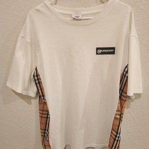 (Never Wore) Burberry Check Panel Cotton T-shirt (Size M) (Unisex)